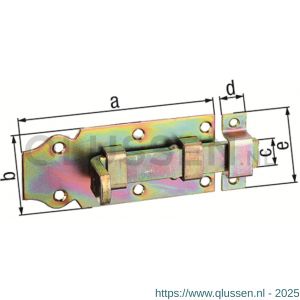 GAH Alberts deurgrendel met platte greep recht geel verzinkt 100 mm 134402