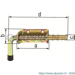 GAH Alberts boutgrendel Pistolet zonder tegenstuk geel verzinkt 85 mm 204495