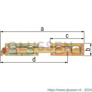 GAH Alberts grendel voor dubbele deur geel verzinkt 423x70 mm 210625