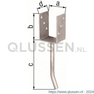 GAH Alberts U-paalhouder rib type 367 RVS 91x104 mm 214210