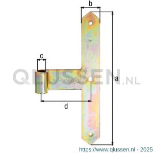 GAH Alberts deur-middenheng T-model spits geel verzinkt 16x300 mm 312909