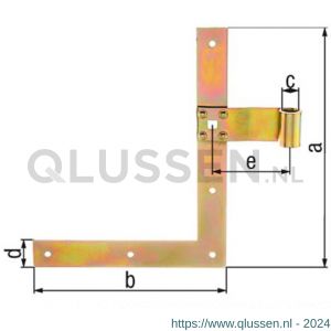 GAH Alberts winkelhaak luik-hoekhengsel recht onder geel verzinkt 250x200 mm 313319