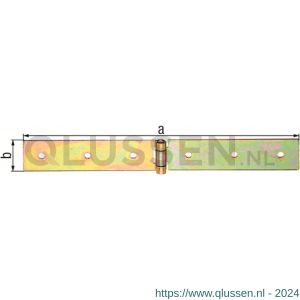 GAH Alberts staart kistscharnier licht geel verzinkt 400x35x2,5 mm 315900