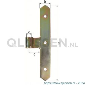 GAH Alberts draailuik-middenheng T-model centraal geel verzinkt 16x250 mm 340544