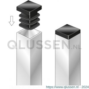 GAH Alberts stop vierkante buis voor boorgat PVC zwart 15x15 mm set 4 stuks 426705