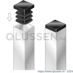 GAH Alberts stop vierkante buis voor boorgat PVC zwart 20x20 mm set 4 stuks 426712