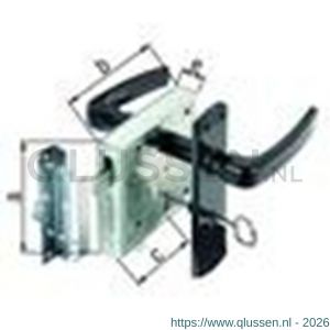 GAH Alberts poortslot BB bonte baard met nachtgrendel blauw verzint 100x105 mm 901554