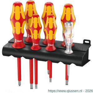 Wera 160 i/7 schroevendraaierset Kraftform Plus Serie 100 met eenpolige fasetester-spanningszoeker en houder 7 delig 05006147001