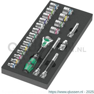 Wera 9721 schuimrubberen inzetstuk met 8000 B Zyklop ratel 3/8 inch set 1 23 delig 05150111001