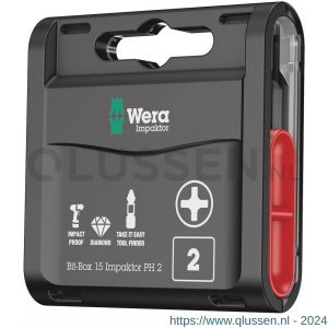 Wera Bit-Box 15 Impaktor PH bit Phillips PH 2x25 mm 15 delig 05057752001