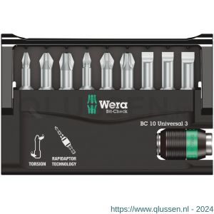 Wera Bit-Check 10 Universal 3 bit set 10 delig 05056375001