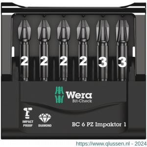 Wera Bit-Check 6 PZ Impaktor 1 bit set 6 delig 05057692001