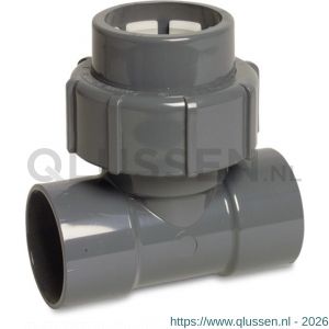 FlexFit T-stuk 90 graden PVC-U 1.1/2 inch x 50 mm x 1.1/2 inch imperial lijmmof x knel x imperial lijmmof 4 bar grijs 0100488