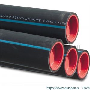 Bosta drukbuis PE80 110 mm x 10,0 mm glad SDR11 12,5 bar zwart-blauw 6 m DVGW 0390009
