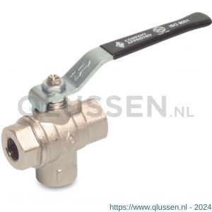 Bosta 3-weg kogelkraan L-boring onder messing 1 inch binnendraad 16 bar onderaansluiting 0401124