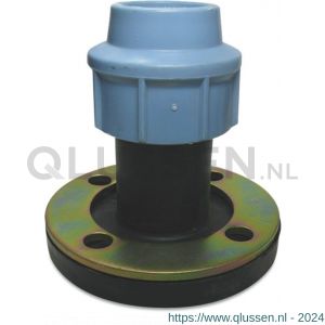 Unidelta aansluitstuk PP DN65 x 75 mm DIN flens x knel 10 bar zwart-blauw DVGW-KIWA-WRAS 0703095