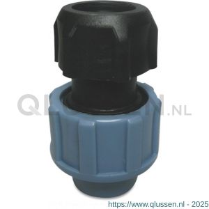 Unidelta aansluitstuk PP 90 mm x 3 inch knel x binnendraad 10 bar zwart-blauw DVGW-KIWA-WRAS 0703207