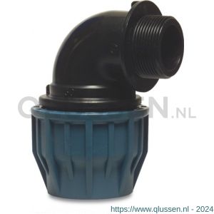 Jason knie 90 graden PP 90 mm x 3 inch knel x buitendraad 12.5 bar zwart-blauw DVGW-KIWA-WRAS-SVGW 0706766