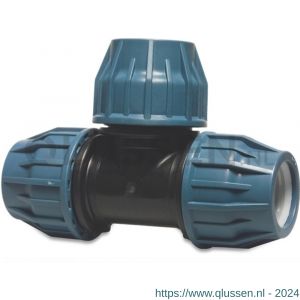 Jason T-stuk 90 graden PP 90 mm knel 12.5 bar zwart-blauw DVGW-KIWA-WRAS-SVGW 0706890