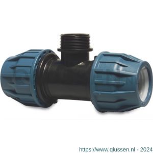 Jason T-stuk 90 graden PP 20 mm x 1 inch x 20 mm knel x buitendraad x knel 16 bar zwart-blauw DVGW-KIWA-WRAS-SVGW 0707122