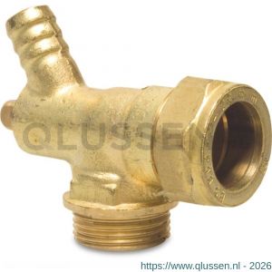 Bonfix knie 90 graden messing 15 mm x 1/2 inch knel x buitendraad met aftap KIWA 0715957
