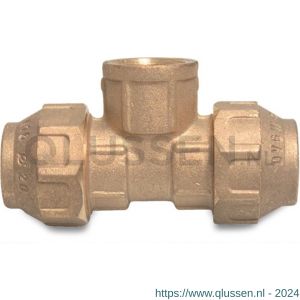 Bosta T-stuk 90 graden messing 25 mm x 3/4 inch x 25 mm knel x binnendraad x knel 16 bar DVGW 0731056