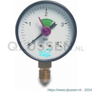 Mega Profec manometer 63 mm buitendraad 0-4 bar zwart type droog onderaansluiting 1/4 inch 0850071