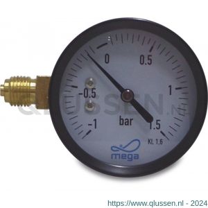 Mega Profec manometer 63 mm buitendraad -1-1,5 bar type droog zijaansluiting 1/4 inch 0851070