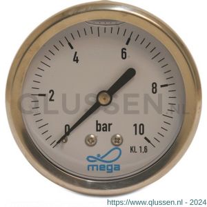 Mega Profec manometer 63 mm buitendraad 0-25 bar type glycerine gevuld achteraansluiting 1/4 inch 0859910