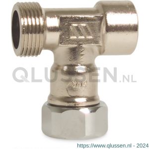 Bosta T-stuk voor waterslagdemper messing 1/2 inch x 3/4 inch x 3/4 inch binnendraad x wartel binnendraad x buitendraad KIWA 0892377