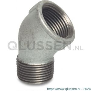 Mega Profec nummer 121 knie 45 graden gietijzer gegalvaniseerd 1.1/4 inch binnendraad x buitendraad DVGW 1012107