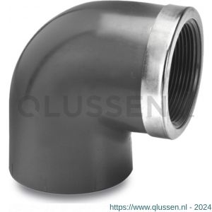 VDL knie 90 graden PVC-U 16 mm x 3/8 inch lijmmof x binnendraad 16 bar grijs type versterkt 7002631