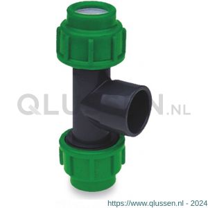 VDL T-stuk 90 graden PVC-U/PP 25 mm x 32 mm x 25 mm knel x lijmmof x knel 10 bar zwart-groen 7018395