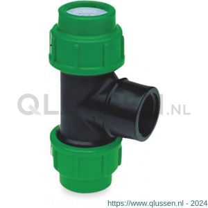 VDL T-stuk 90 graden PP 20 mm x 1/2 inch x 20 mm knel x binnendraad x knel 10 bar zwart-groen 7018423