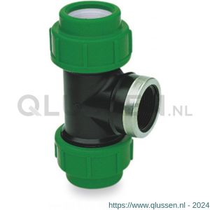 VDL T-stuk 90 graden PP 50 mm x 2 inch x 50 mm knel x binnendraad x knel 10 bar zwart-groen type versterkt 7018432