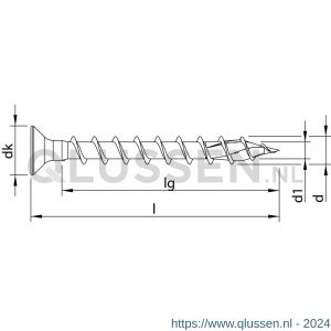 Heco-Topix-Plus scharnierschroef 4,5x40 mm platverzonken kop Pozi-Drive PZD 2 variabele voldraad verzinkt blauw A3K 500 stuks VARIANTA verpakking 62050