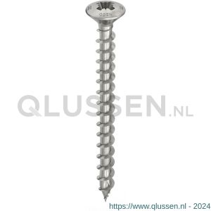 Heco-Topix-Plus RVS A2 spaanplaatschroef 3,5x25 mm platverzonken lenskop met freesholtes Pozi-Drive PZD 2 variabele voldraad blank glijcoating 200 stuks SKV-klein verpakking 61635