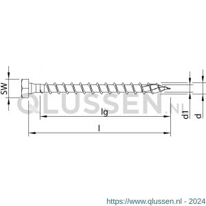 Heco-Topix-Plus houtbouwschroef 8,0x50 mm SW 13 combizeskantkop zeskantkop met T-Drive T 40 voldraad verzinkt blauw A3K 100 stuks VARIANTA verpakking 61232