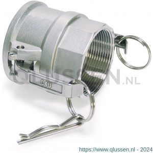 Baggerman Kamlok RVS snelkoppeling type D vrouwelijk 3 inch binnendraad MIL-C-27487 AISI 316 5525075000