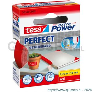 Tesa 56341 Extra Power Perfect textieltape rood 2,75 m x 19 mm 56341-00031-03