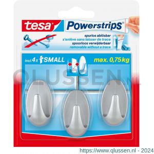 Tesa 57519 Powerstrips haakje small ovaal mat-chroom 3 stuks 57519-00000-20