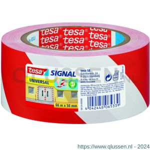 Tesa 58134 Universal waarschuwingstape rood-wit 66 m x 50 mm 58134-00000-00