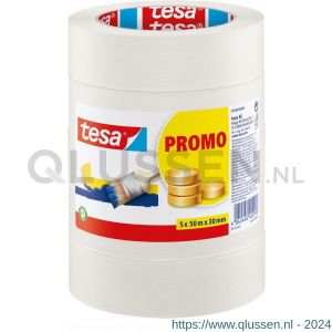 Tesa 55349 Economy afplaktape 50 m x 30 mm 5 rollen 55349-00000-00