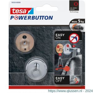 Tesa 59320 Powerbutton universeel haak chroom S 59320 59320-00000-01