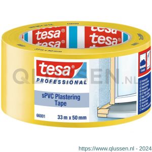 Tesa 66001 Plastering tape 33 m x 50 mm geel standaard bepleisteringstape 66001-00001-00