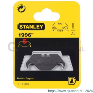 Stanley reserve mesjes 1996 zonder gaten set 5 stuks op kaart 0-11-983