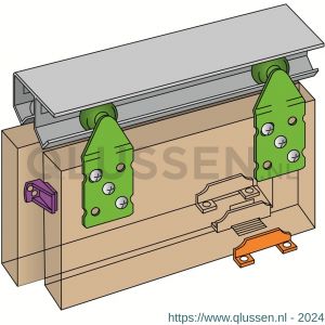 Henderson W15/EU verpakte schuifdeurbeslag set Double Top 1500 mm voor houten deuren 45 kg B02.04190