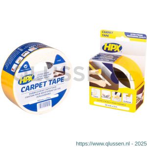 HPX dubbelzijdig tapijttape wit 50 mm x 25 m CT5025