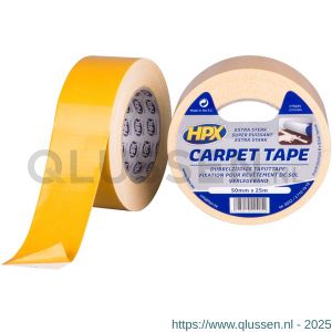 HPX dubbelzijdig tapijttape wit 50 mm x 25 m CT5025