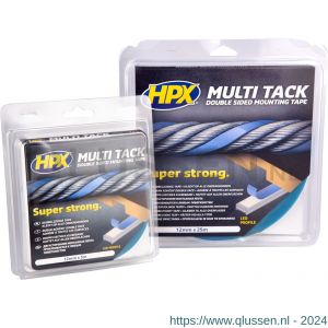 HPX dubbelzijdige Multi-tack polyester tape semi-transparant 12 mm x 5 m PA1205